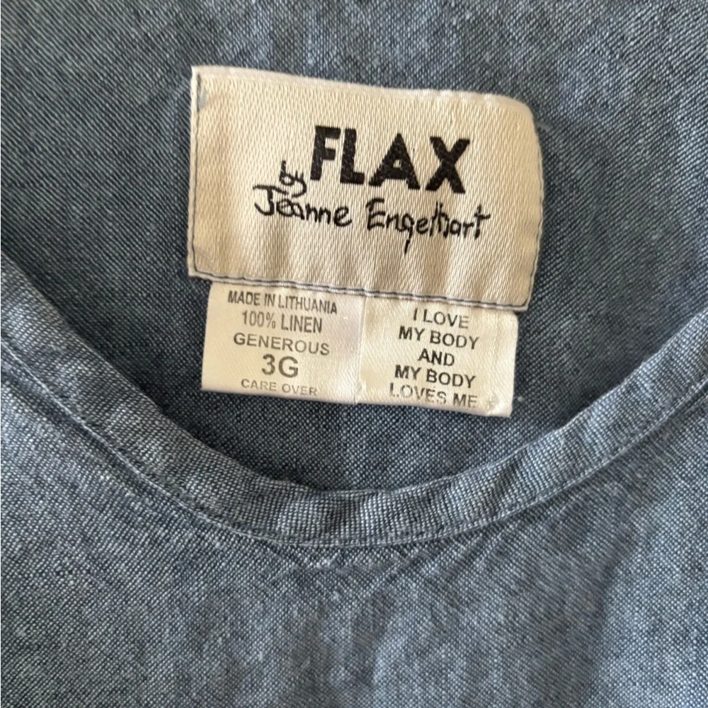 FLAX by Jeanne Engelhart Linen Scoop Neck Top - Dusty Rose and Blue 2g 3g - Picture 2 of 5